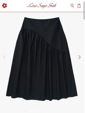 Lisa Says Gah Black Gathered Midi Skirt